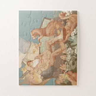 Nautische Illustration des alten Mannes, das Schif Puzzle