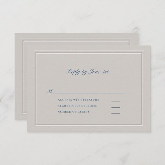 Nautische Imitate mit dem Prädikat Blue Modern Cla RSVP Karte (Vorne/Hinten)