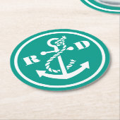 Nautische Initialen Runder Pappuntersetzer (Angewinkelt)