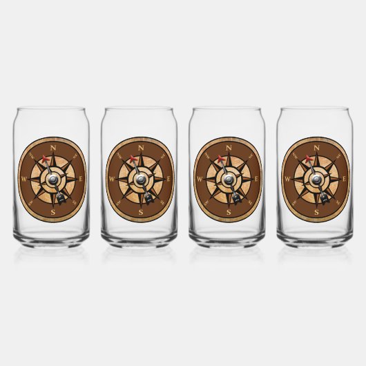 Nautische Kompass-Design Dosenglas (Vorderseite)