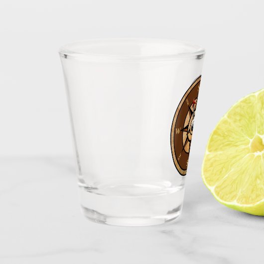 Nautische Kompass-Design Schnapsglas (Links)