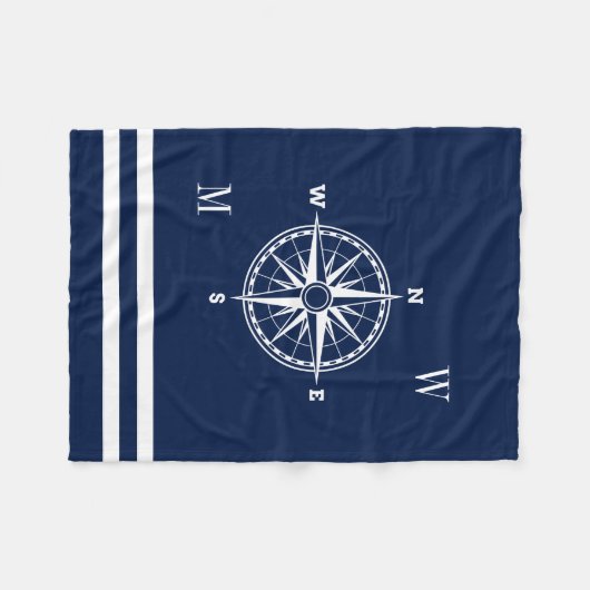 Nautische Kompass-Rose benutzerdefinierte Monogram Fleecedecke (Vorderseite (Horizontal))