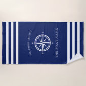 Nautische Kompass-Rose Willkommen auf dem Schiff N Strandtuch (Vorderseite)
