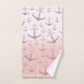 Nautische Korallen Rose Gold Glitzer Ankermuster Badhandtuch Set (Handtuch)