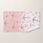 Nautische Korallen Rose Gold Glitzer Ankermuster Badhandtuch Set (Handtuch)