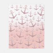 Nautische Korallen Rose Gold Glitzer Ankermuster Fleecedecke (Vorderseite)