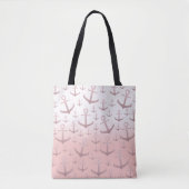 Nautische Korallen Rose Gold Glitzer Ankermuster Tasche (Vorderseite)