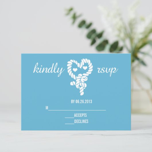 Nautische Krawatte der Blue Wedding RSVP Cards von (Stehend Vorderseite)