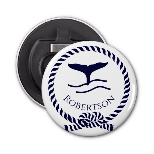 Nautische Küstenbezeichnung Sailboat Whale Navy Bl Flaschenöffner (Vorderseite)