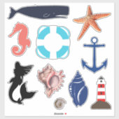 Nautische Küstenmotif Aufkleber (Blatt)