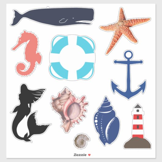 Nautische Küstenmotif Aufkleber (Blatt)