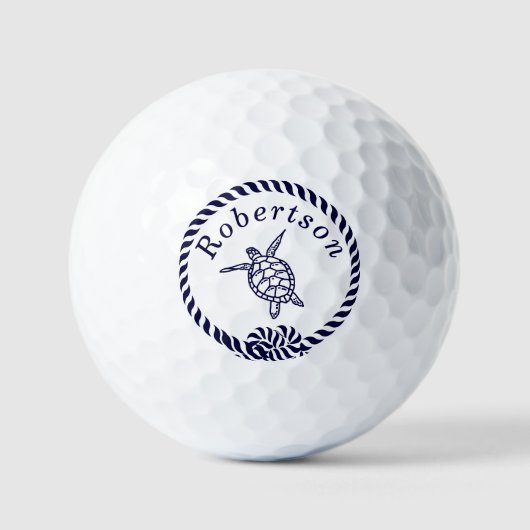 Nautische Küstenschildkröten Name Navy Blue Golf B Golfball (Vorderseite)