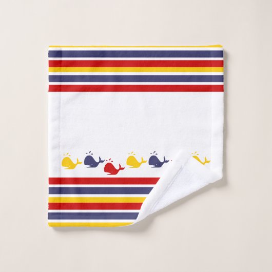 Nautische Küstenwache BLAUE RED YELLOW Wal Badhandtuch Set (Waschlappen)