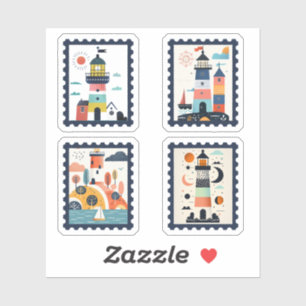 Nautische Landschaften Whimsical Lighthouse Briefm Aufkleber