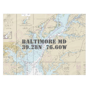 Nautische Länge Latitude Baltimore MD Tischdecke