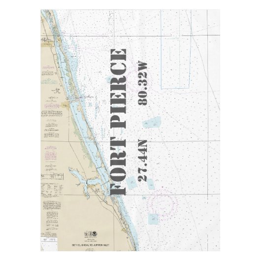 Nautische Länge Latitude Fort Pierce FL Tischdecke (Vorderseite)