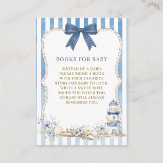 Nautische Leuchtturm-Blau-Bücher für Baby Shower Begleitkarte