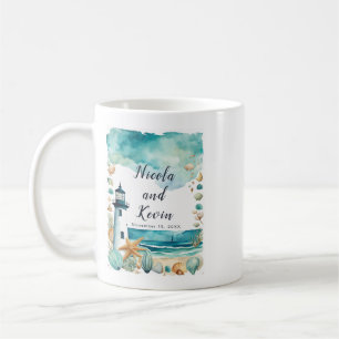Nautische Leuchtturm-Hochzeit  Kaffeetasse
