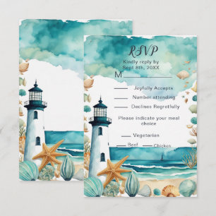 Nautische Leuchtturm-Hochzeit RSVP Karte