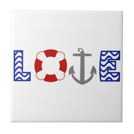 Nautische Liebe Fliese (Vorderseite)