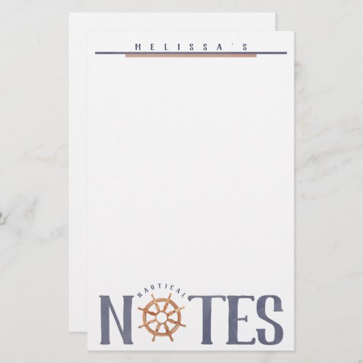 Nautische LIEBE Personalisierte Aquarell-Typografi Briefpapier (Vorne/Hinten)