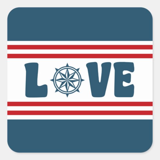 nautische Liebe Quadratischer Aufkleber (Vorderseite)