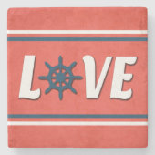 nautische Liebe Steinuntersetzer (Vorderseite)