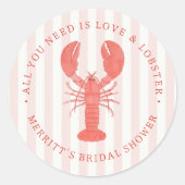 Nautische Liebe- und Hummer-Brautparty-Aufkleber Runder Aufkleber (Vorderseite)