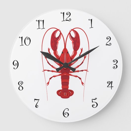 Nautische Lobster Große Wanduhr (Vorderseite)