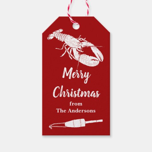 Nautische Lobster Personalisierte Weihnachten Geschenkanhänger (Vorderseite)