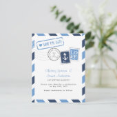 Nautische Luftpost-Karte Save the Date (Stehend Vorderseite)