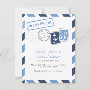 Nautische Luftpost-Karte Save the Date