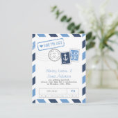 Nautische Luftpost-Karte Save the Date (Stehend Vorderseite)