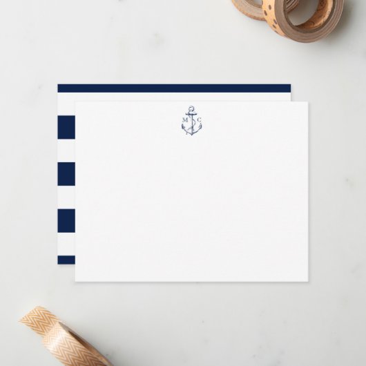Nautische Marine Anchor Personalisiert Stationery Mitteilungskarte (Vorderseite/Rückseite Beispiel)