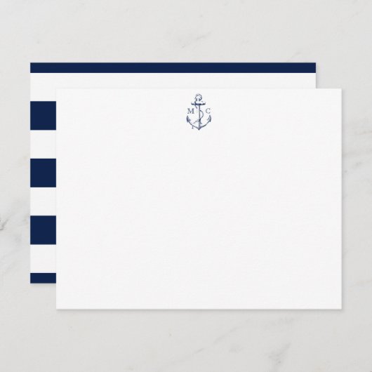 Nautische Marine Anchor Personalisiert Stationery Mitteilungskarte (Vorne/Hinten)