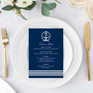 Nautische Marine-Anker-Hochzeits-Monogramm-Dinner Menükarte