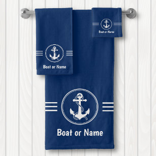 Nautische Marine Anker mit Seil Ihr Boot oder Name Badhandtuch Set