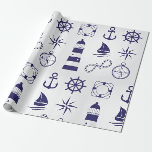 Nautische Marine-Elemente Marineblau Küsten-Symbol Geschenkpapier