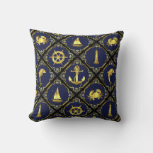 Nautische Marine/Gold/Delphin/Segelboot/Anker/Krab