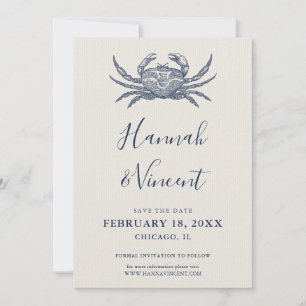 Nautische Marine-Krabbe Save-the-Date-Karte Save The Date
