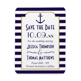 Nautische Marine und Anker mit weißem Streifen Sav Magnet