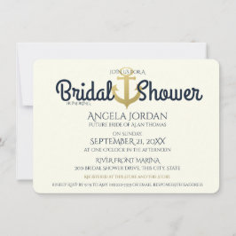 Nautische Marine und Gold Anchor Brautparty Einladung