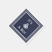 Nautische Marine und Weiß Es ist ein Junge gestrei Serviette (Ecke)