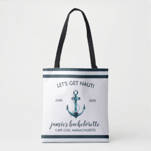 Nautische Marine und Weißbachelorette Personalisie Tasche