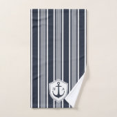 Nautische Marine und weiße Streifen mit Anker Badhandtuch Set (Handtuch)