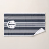 Nautische Marine und weiße Streifen mit Anker Badhandtuch Set (Handtuch)