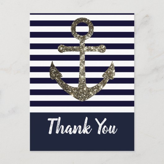 Nautische Marine und Weißer Anker Danke Postcard Postkarte (Vorderseite)