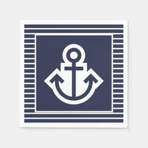Nautische Marine und White Anchor Napkins Serviette