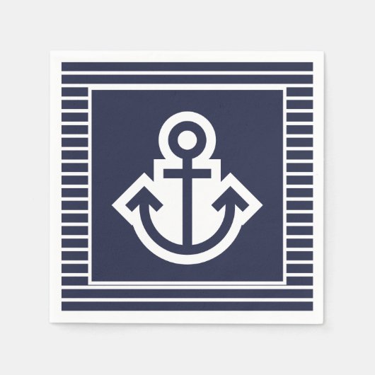Nautische Marine und White Anchor Napkins Serviette (Vorderseite)