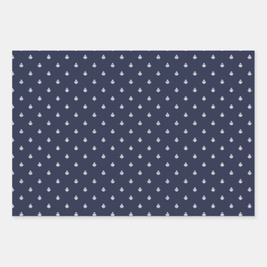 Nautische Marine und White Fa La Wrapping Paper Sh Geschenkpapier Set (Vorderseite)